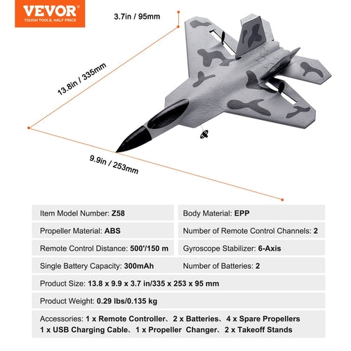 RC Plane, 2.4GHZ 2 Channel Remote Control Airplane with 6-Axis Gyro